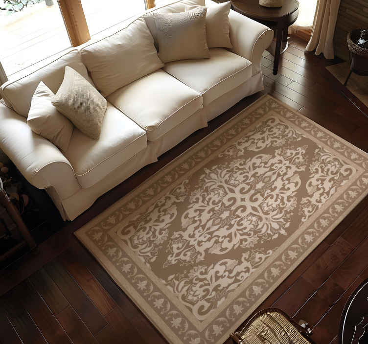 Alfombra vinilica beige diseño oriental - TenVinilo