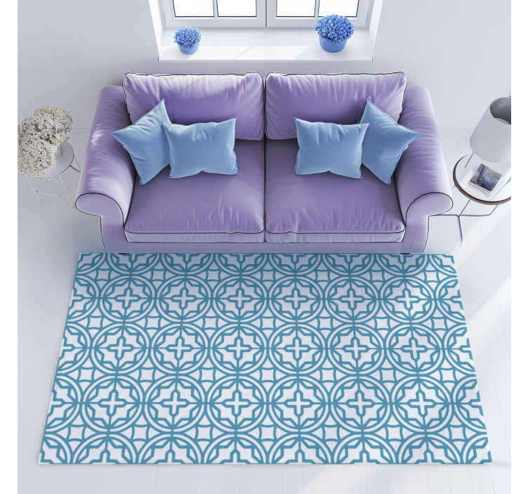 Tapete vinílico azul padrão geométrico turquesa