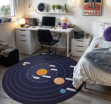 Tappeto vinile camera da letto sistema solare - TenStickers
