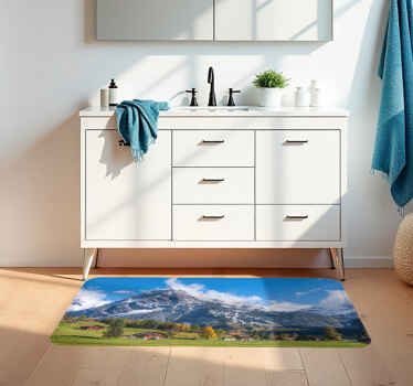 Tapis vinyle salle de bain vue sur les alpes - TenStickers