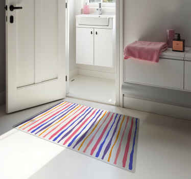 Tapis vinyle salle de bain larges rayures colorées - TenStickers