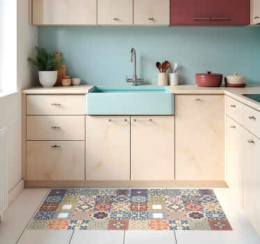Multicolor hydraulic kitchen vinyl carpet - TenStickers