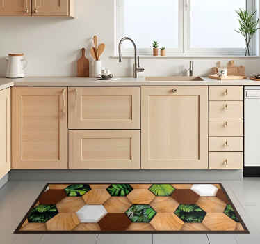 Trópusi fa hatszögek vinil szőnyeg konyha - TenStickers