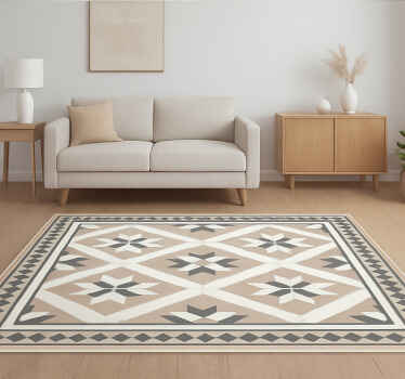 Alfombra hidráulica vinílica estilo marroquí beige - TenVinilo