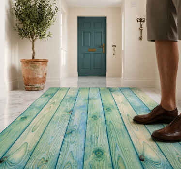 Alfombra vinílica imitación madera efecto de tablón verde - TenVinilo