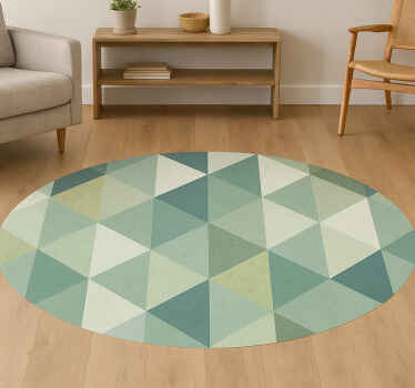 Alfombra vinílica verde diseño de triángulos geométricos - TenVinilo