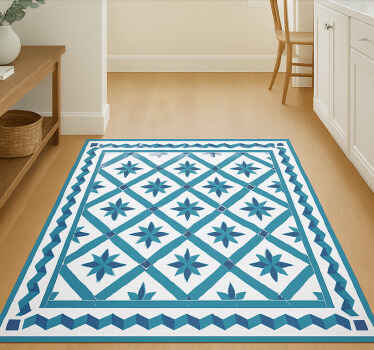 Geometrische stertegels vinyl tapijt blauw - TenStickers