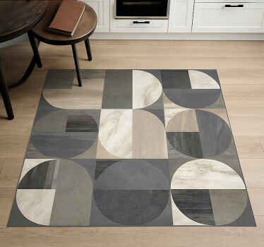 Tapis vinyle marbre motif en demi-cercle - TenStickers