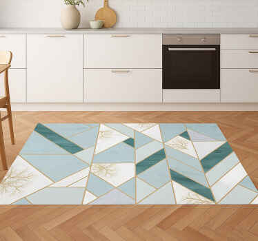 Tapis vinyle marbre motif géométrique aqua - TenStickers