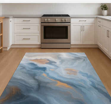 Tapis vinyle marbre nuances bleu ambré - TenStickers
