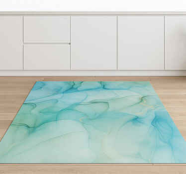 Tapis vinyle marbre effet vague turquoise - TenStickers
