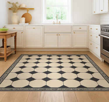 Diamond beige checkered kitchen vinyl carpet - TenStickers