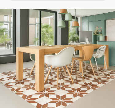 Terracotta Star Tile dining room vinyl rug - TenStickers