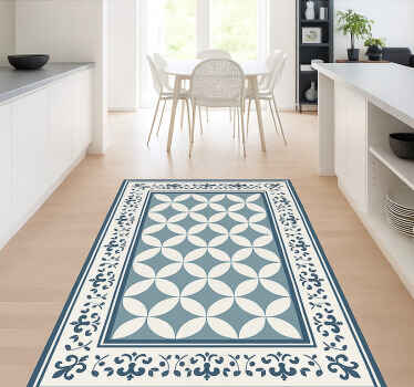 Quatrefoil Tile Pattern dining room vinyl rug - TenStickers