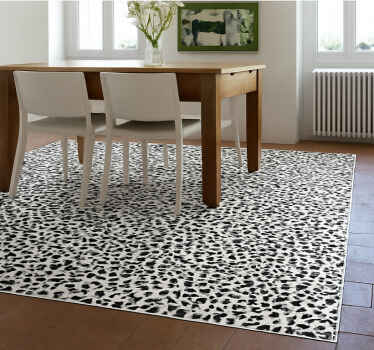 Monochrome Leopard Print dining room vinyl rug - TenStickers