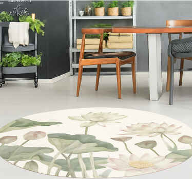 Watery Botanical Blooms dining room vinyl rug - TenStickers