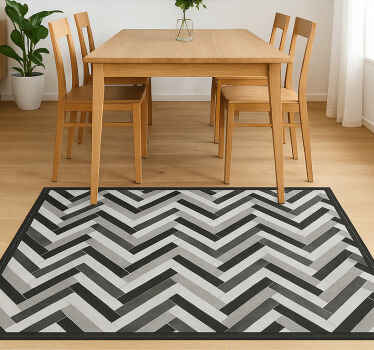 Monochrome Parquet Style dining room vinyl rug - TenStickers