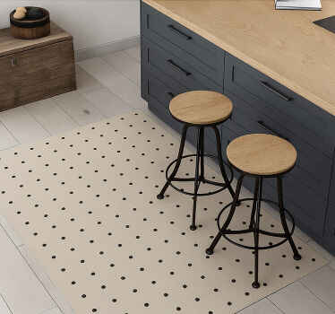 Beige poka dot pattern kitchen vinyl rug - TenStickers