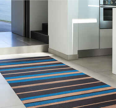 Dark tone woven effect  kitchen vinyl rug - TenStickers