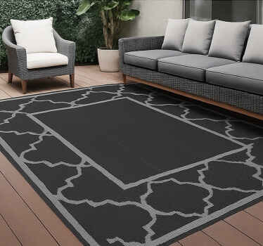 Zwart met marokkaans patroon buitenvinyltapijt - TenStickers