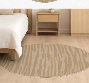 Abstracte streep beige rond vinyl tapijt slaapkamer - TenStickers