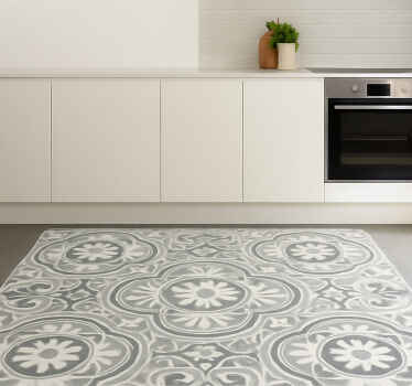 Grijs medaillon vinyl vloerkleed keuken - TenStickers