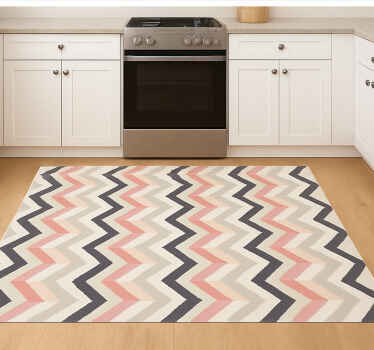 Zigzagpatroon vinyl vloerkleed keuken - TenStickers