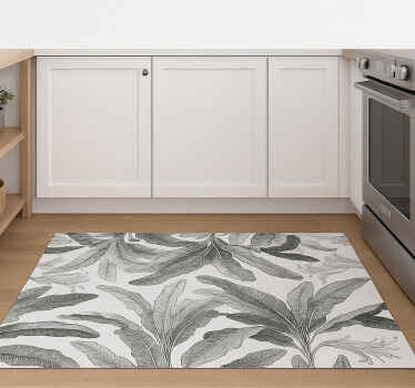 Elegáns szürke pálmák vinil szőnyeg konyha - TenStickers