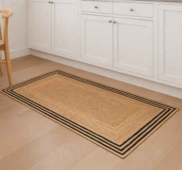 Természetes zsákszövet hatású vinil szőnyeg konyha - TenStickers