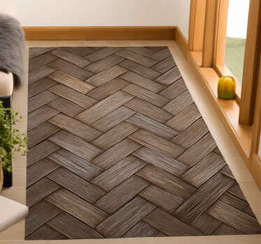 Alfombra vinílica salón aspecto de madera trenzada - TenVinilo