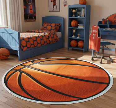 Circular vinyl rug in orange basketball design - TenStickers