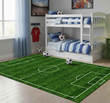 Rectangular vinyl rug with realistic football field design - TenStickers