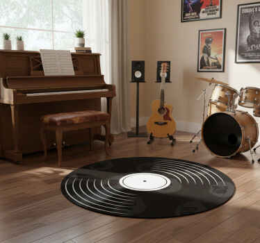 Circular vinyl rug inspired by vinyl record design - TenStickers