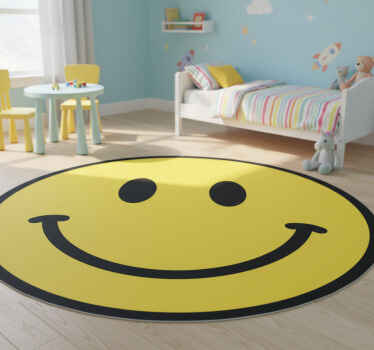 Circular vinyl rug with smiley face design - TenStickers