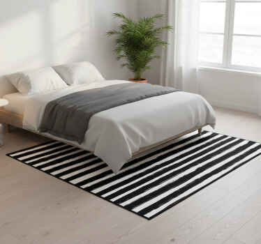 Vinyl teppich minimalistisch schwarz-weiß streifen - TenStickers