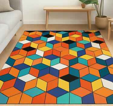 Vinyl teppich geometrisch mit buntem würfelmuster - TenStickers