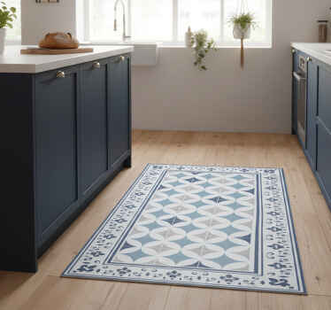 Kitchen vinyl carpet in azure tile design - TenStickers