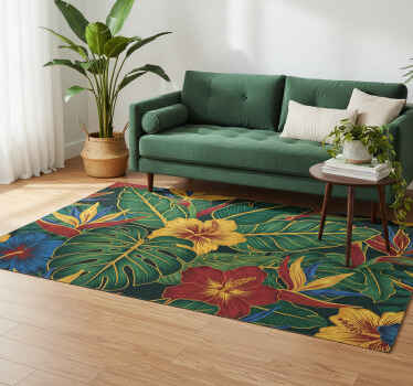 Living room vinyl carpet with exotic plant design - TenStickers