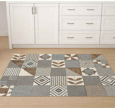 乙烯基厨房地毯呈现抽象几何自然风格 - TenStickers