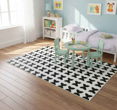 Animal vinyl rug with black flying butterflies - TenStickers