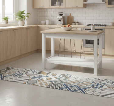 キッチン マット ビニール エキレクティック幾何学模様 - TENSTICKERS