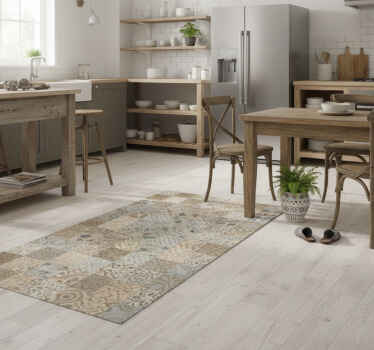 乙烯基厨房地毯自然乡村拼贴 - TenStickers