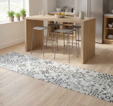 キッチン マット ビニール 複雑なグレースケールモザイク - TENSTICKERS