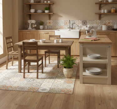 キッチン マット ビニール ヴィンテージ温かみのあるコラージュ - TENSTICKERS