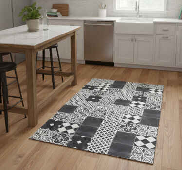 乙烯基厨房地毯大胆对比万花筒 - TenStickers