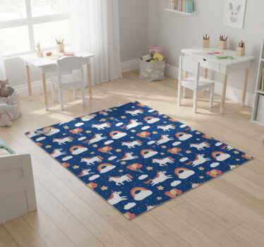 Vinyl teppich tiere weiße einhörner für kinder - TenStickers