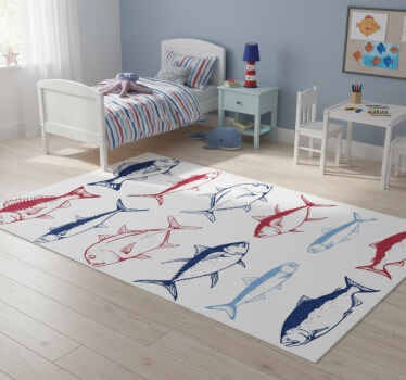 Animal vinyl rug hand drawn fish design - TenStickers