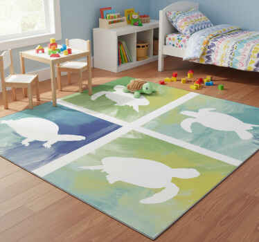 Colorful turtle pack animal vinyl rug - TenStickers