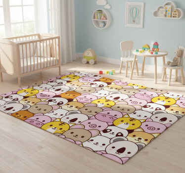 Cute babies animal vinyl rug - TenStickers