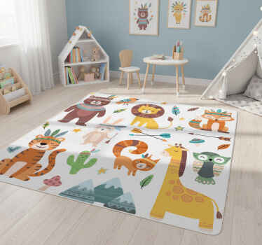 Baby wild animals animal vinyl rug - TenStickers